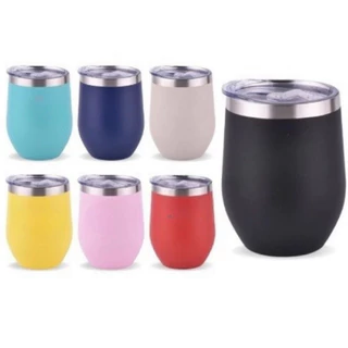 Copo Térmico Cuia 360ml Inox Com Tampa Acrílica formado de ovo para Café Vinho Chimarrão Tererê