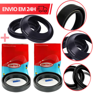 Retentor Bengala Suspensão Garfo Original Corteco (Par) + Guarda Pó Moto Honda Titan Cg Fan Start Nxr Bros 150 e 160