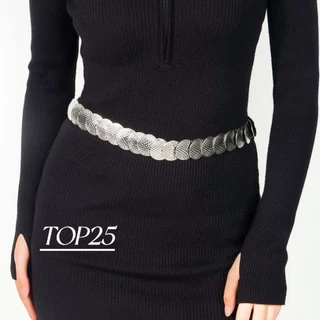 Cinto de peixe feminino fino redondo metal elástico cintura retro cinto