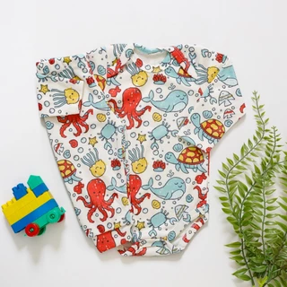 Conjunto Bebê Suedine Antialérgico Pagão Body e Calça Longo Fundo do Mar em Oferta na Shopee