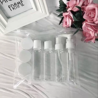 Kit Viagem 7 Frasco de Spray Frasco Com Nécessaire Transparente Multineos