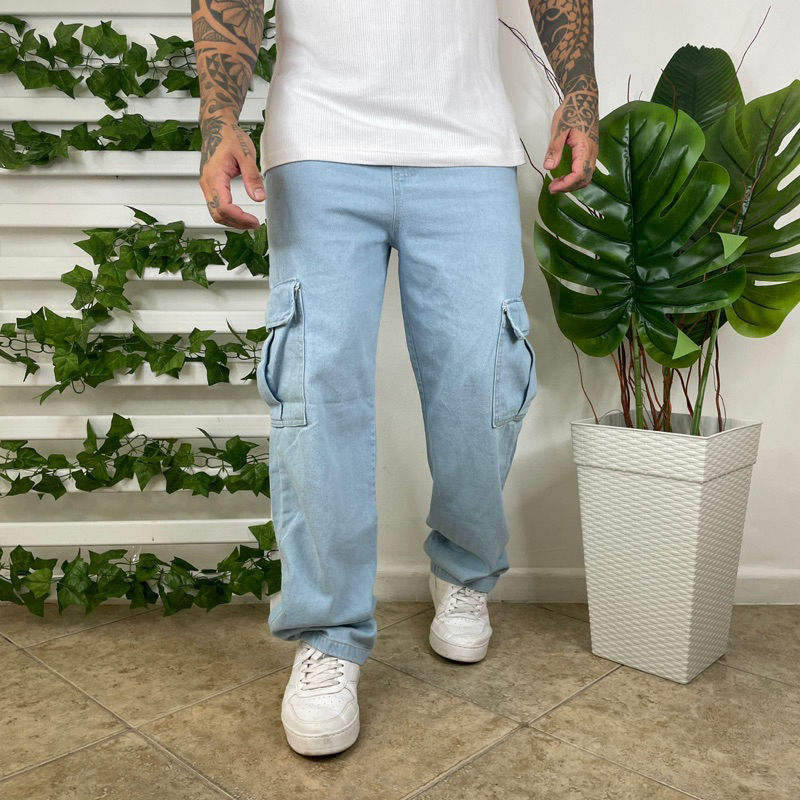 Lateral Masculina CalÃ§a Larga Com Bolso Lateral Calça Jeans