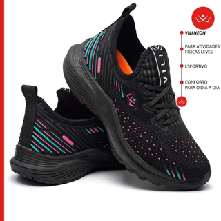 Tênis Feminino Vili Neon Treino Academia Caminhada