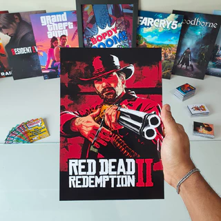 Red Dead Redemption 2 Placa decorativa mdf quadro decoração presente Jogos / Games / Setup Gamer