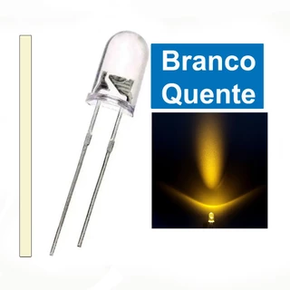 Led diodo transparente 5mm Branco Quente - Warm White - Alto Brilho
