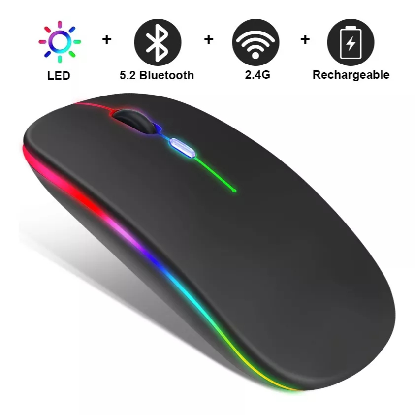 Mouse Sem Fio E-1300 pro Bluetooth Rgb 2.4ghz Silencioso