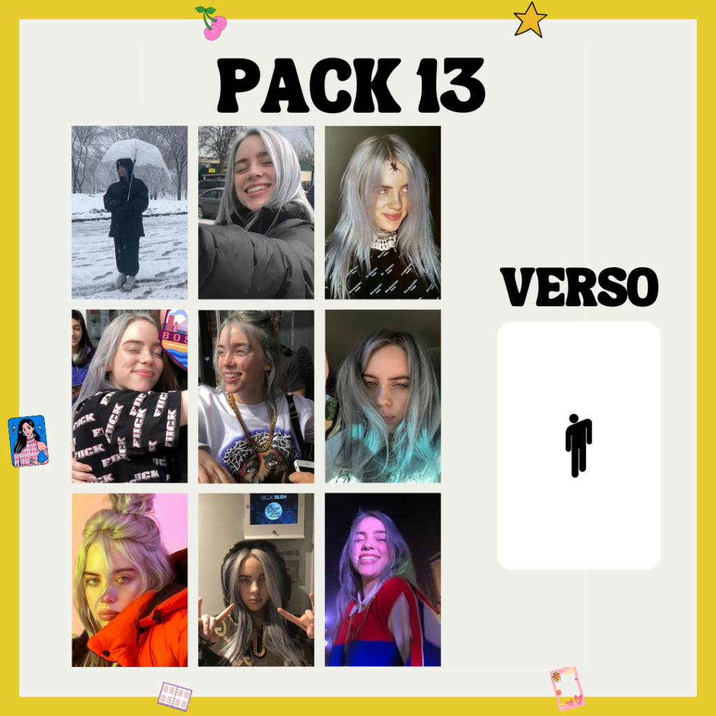Billie Eilish オフィシャルマスク（2枚組） Photocard Billie Eilish - PACK COM 9 UNIDADES (laminado ou
