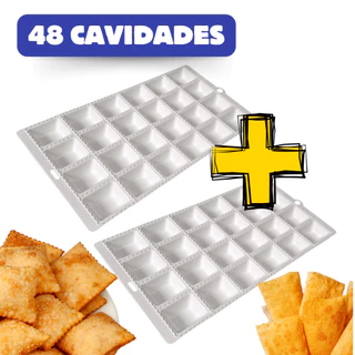 Forma com 48 ou 24 Cavidades de Plastico para Modelar Mini Pastel e Ravioli e Rolo de Madeira Cabo Giratorio para Abrir Massas Lasanha Pao Pizzas Pastelzinhos Forminhas de Festa Mine Pastéis