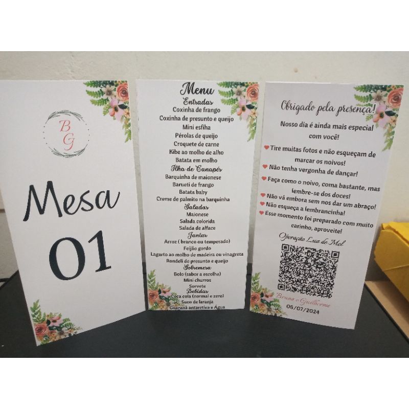 15 Menu triângulo agradecimento de Mesa | Shopee Brasil