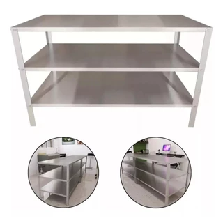 Mesa Inox Bancada 3 Prateleiras Inoxidavel Cozinha Robusta