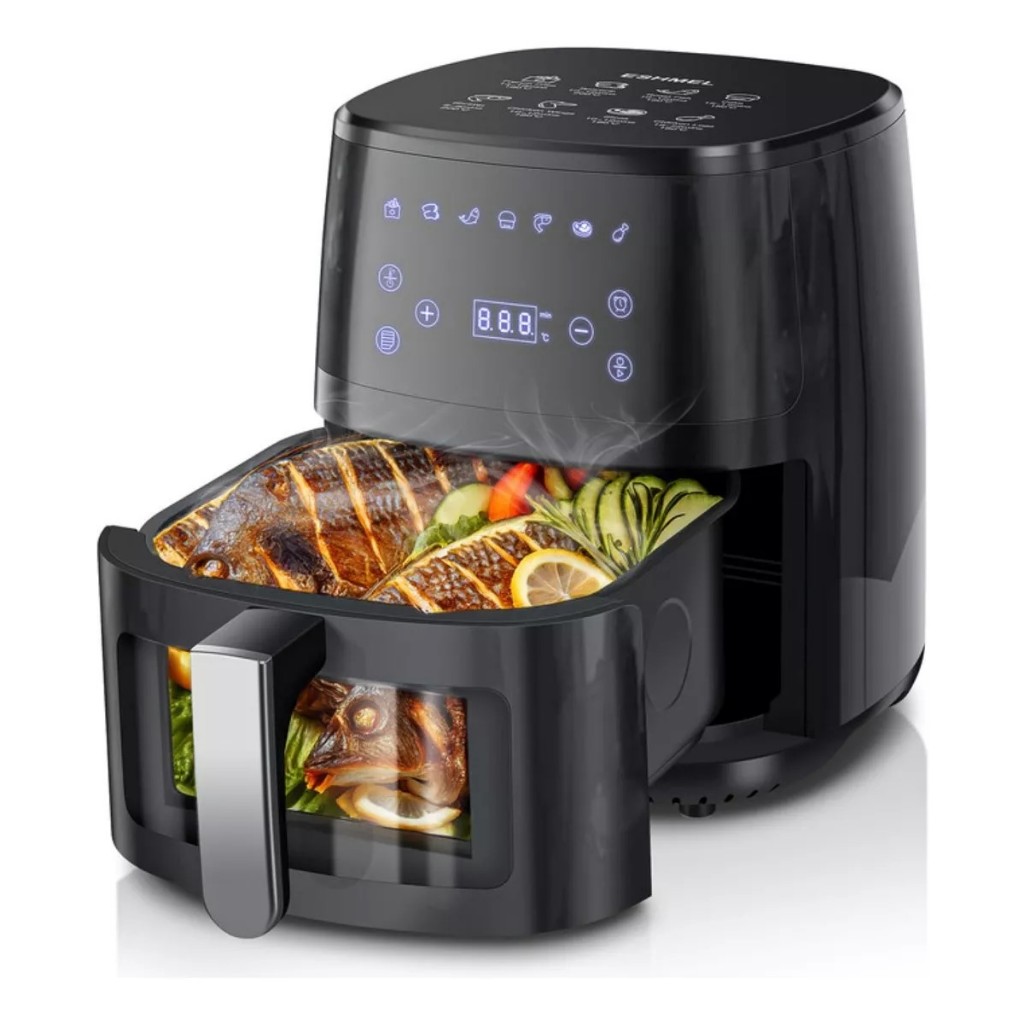 Fritadeira Air Fryer Sem Óleo 5L 1400W Antiaderente Fritadeira Eelétrica Ayr Fryer Airfryer Digital Touch e Visor Transparente 127/220V