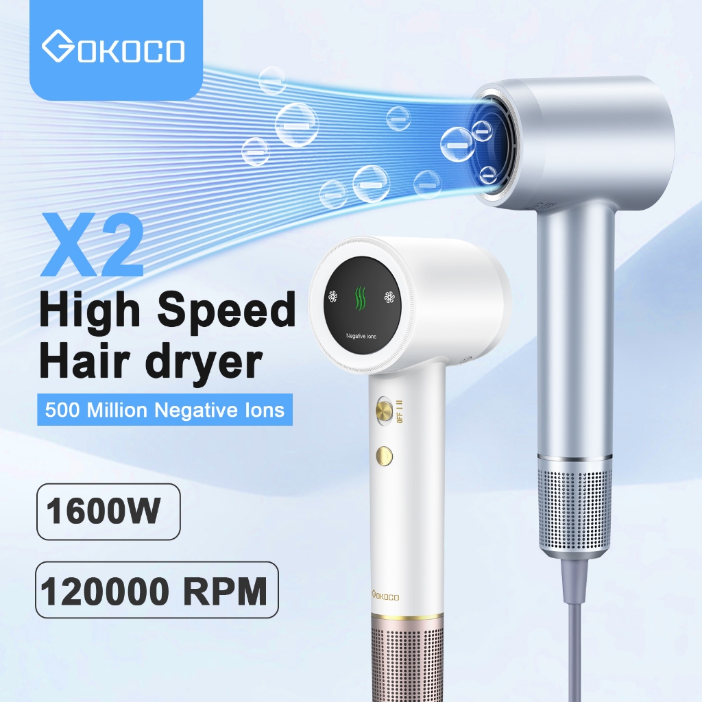 Gokoco Secador De Cabelos De Alta Velocidade 110/220V 1600W Profissional Secador De Cabelo Supersônico Tourmaline Ion 120000RPM