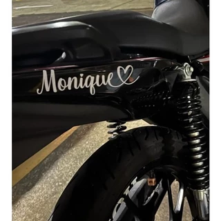 Adesivo nome da namorada para colar na moto e soleira porta passageiro nome com coraçãoa