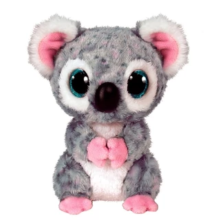 Boneco de Pelúcia TY Beanie Boos Olhos Grandes Coala Cinza Rosa Toyng Karli