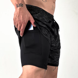 Short Bermuda Masculina 2 em 1 Térmica Esportiva