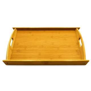 Bandeja de Bambu cantinho do café retangular 32cm Petisqueira com Alça Super Reforçada