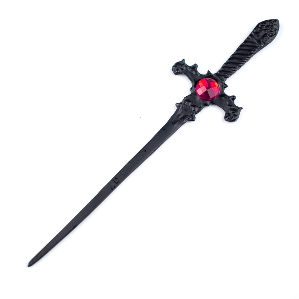 Athame em Metal Cor Negro 15 cm com Pedra Vermelha