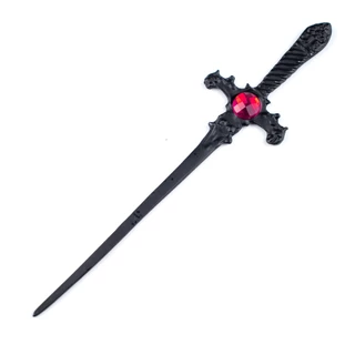 Athame em Metal Cor Negro 15 cm com Pedra Vermelha