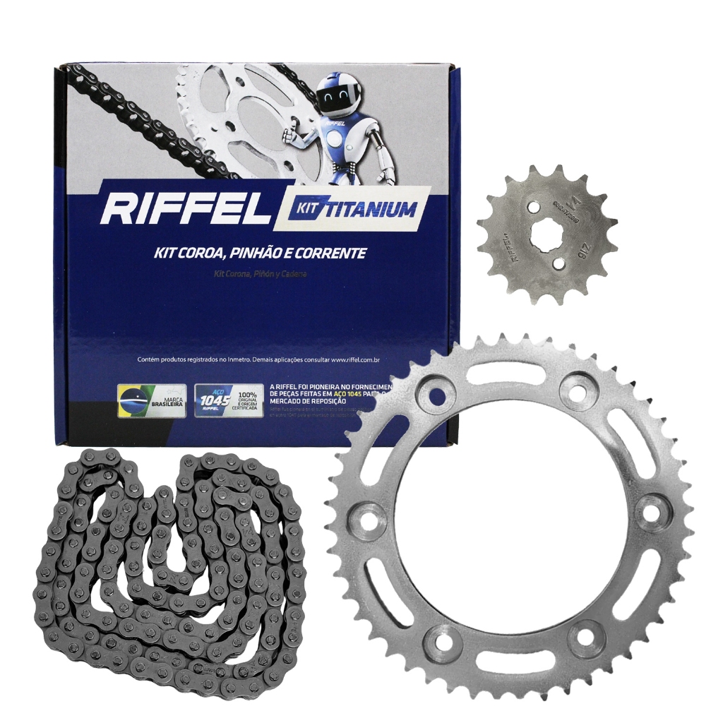 Kit Relação Transmissão Riffel Bros 160 Xre 190 Titanium Aço 1045