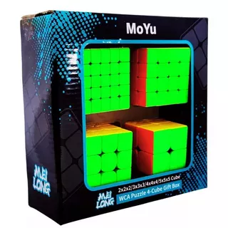 Box Kit Cubo Mágico 4 Unidades 2x2x2 + 3x3x3 + 4x4x4 + 5x5x5 Profissional MoYu