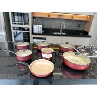 Jogo Panelas Grandes Robustas Com Wok 30 Antiaderente Teflon