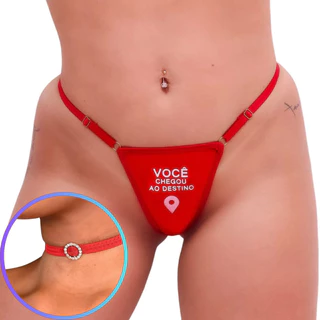 Calcinha Fio Dental Fetiche Vermelha Frases + Gargantilha Tallyta