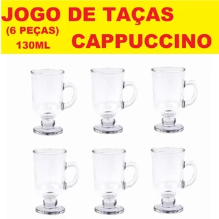 Jogo De Taças Cappuccino 6 Unidades Vidro Original Glass 130ML Duradouro Chique em Oferta na Shopee