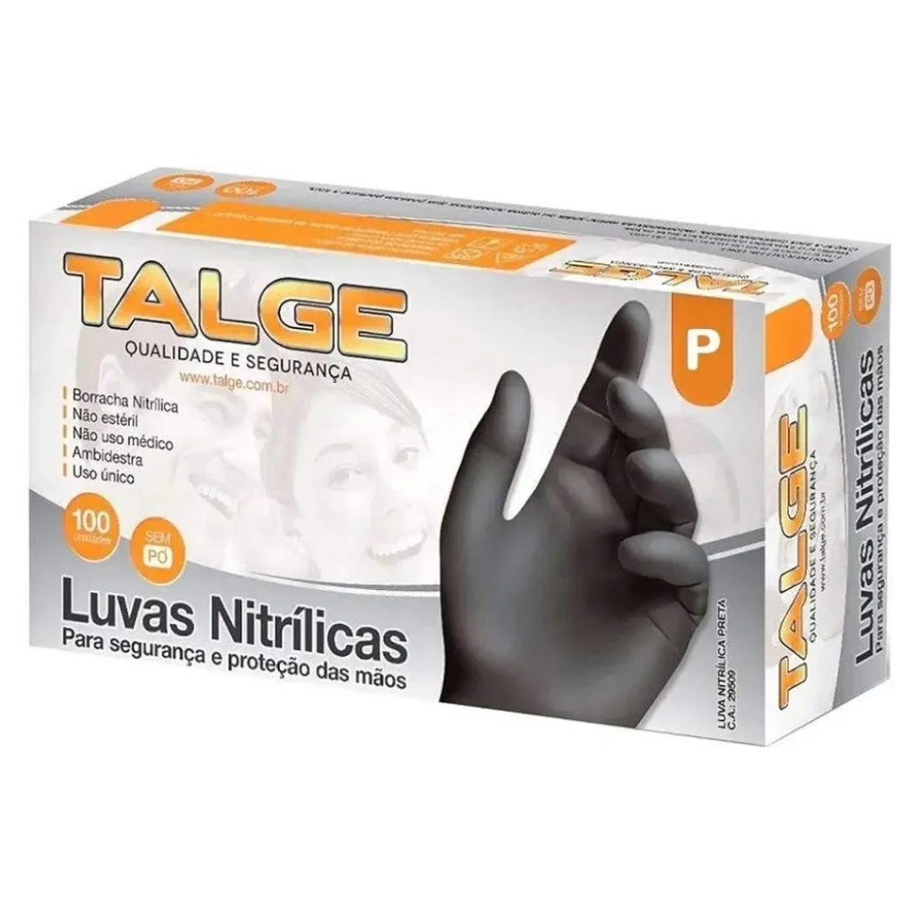 1000 Luva Nitrilica Preta Talge G sem Pó descartável