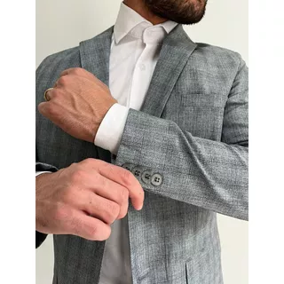 Terno Slim Fio Xadrez Indiano Cinza Lançamento 2024 - Queima de Estoque