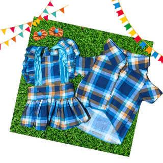 Roupinhas pet junina macho ou femea vestido camisa - Cachorro ou Gato - Envio imediato