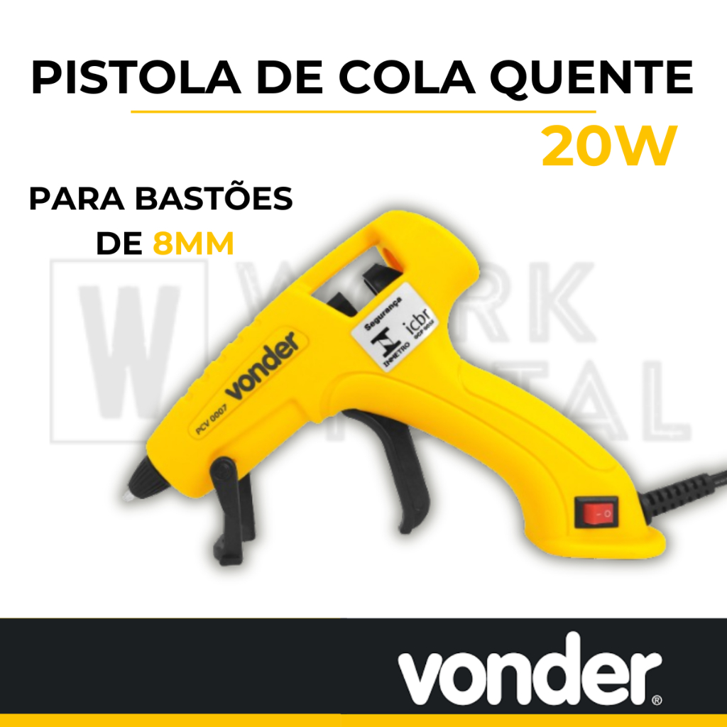 Pistola De Cola Quente 20w 8mm Bivolt Certificada Vonder