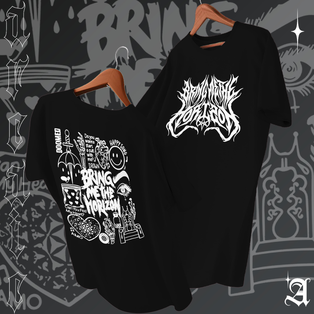 Camiseta Basica Algodao Bring me The Horizon Doomed World Tour Rock N Roll
