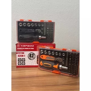Kit 42 Chave Catraca Jogo De Soquetes Allen Torx Ferramentas Reversível Maleta