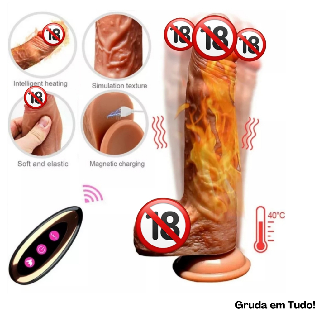 Pênis Realístico 20x3,8 Cm Vibrador Rotativo Vai e Vem Consolo Grosso De Borracha