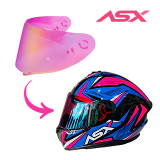 Viseiras Coloridas Cromadas Capacete ASX/AXXIS V18B Camaleão Pink Roxa Rosa Metalizada Original