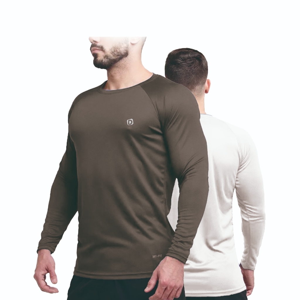 Camisa Manga Longa Térmica Masculina Segunda Pele Proteção Uv 50+ Camiseta Blusa Malha Fria Academia