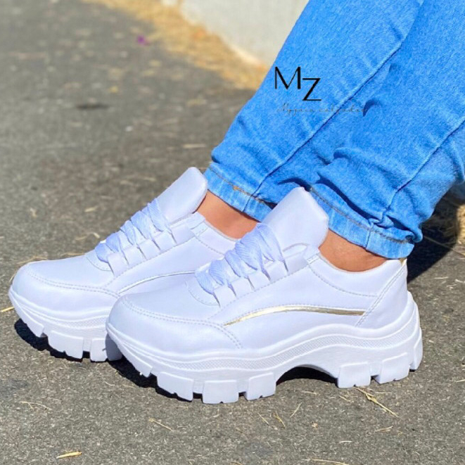 Tenis Adulto Plataforma Feminino Com Sola Tratorada Moda 2024