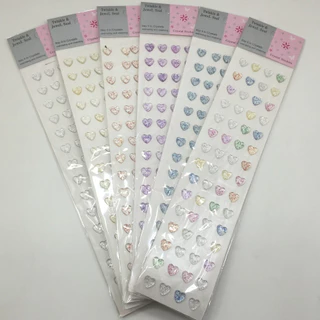 Cartela Adesivo Coração com Glitter Cartela com 60 Corações Para Artesanatos