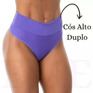 PROMOCAO Kit 10 Calcinhas Segura Barriga Cós Alto Fio Dental Forro Algodão Cós Andressa
