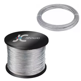 Bobina 100 Metros Cabo de Aço Revestido Pvc Cristal 4mm para Varal