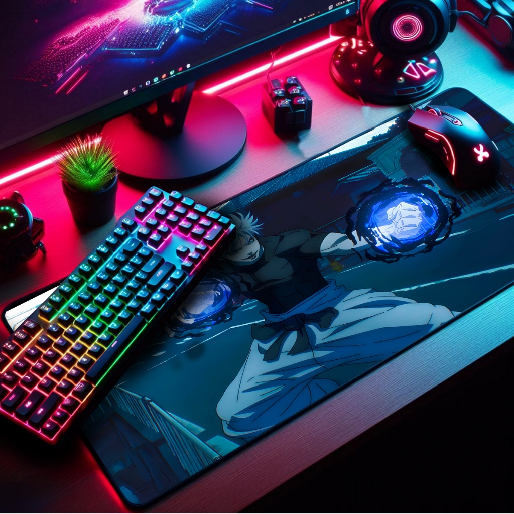 Mouse Pad Gamer Feiticeiros JJK Premium Antiderrapante com Borda Costurada Diversos Tamanhos