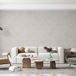 Papel De Parede Lavável Adesivo Sala e Quarto Provençal Dourado Luxo