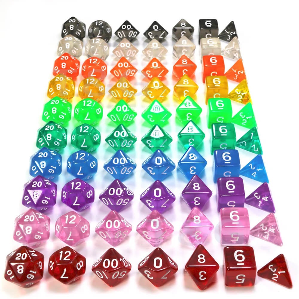 Jogo Kit com 07 Dados de RPG Dungeons And Dragons D&D Central D4 D6 D8 ...
