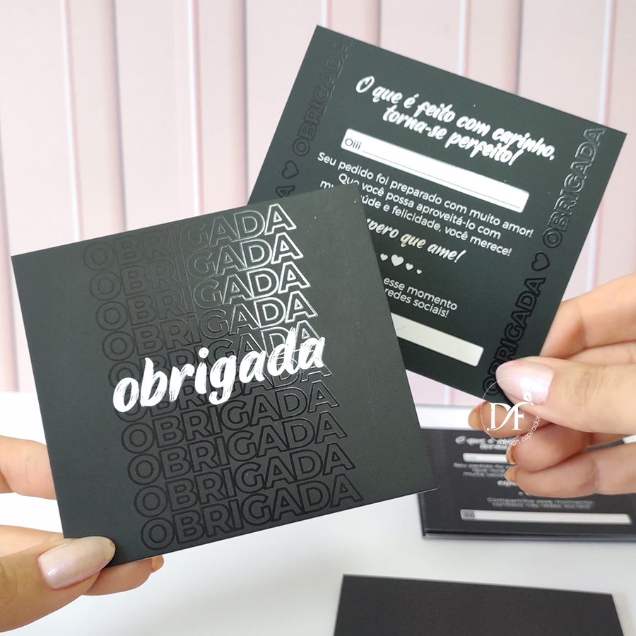 Postal de Agradecimento ao Cliente PRETO - Obrigada