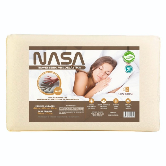 Travesseiro NASA Original Grande 16cm Viscoelástico Confortse