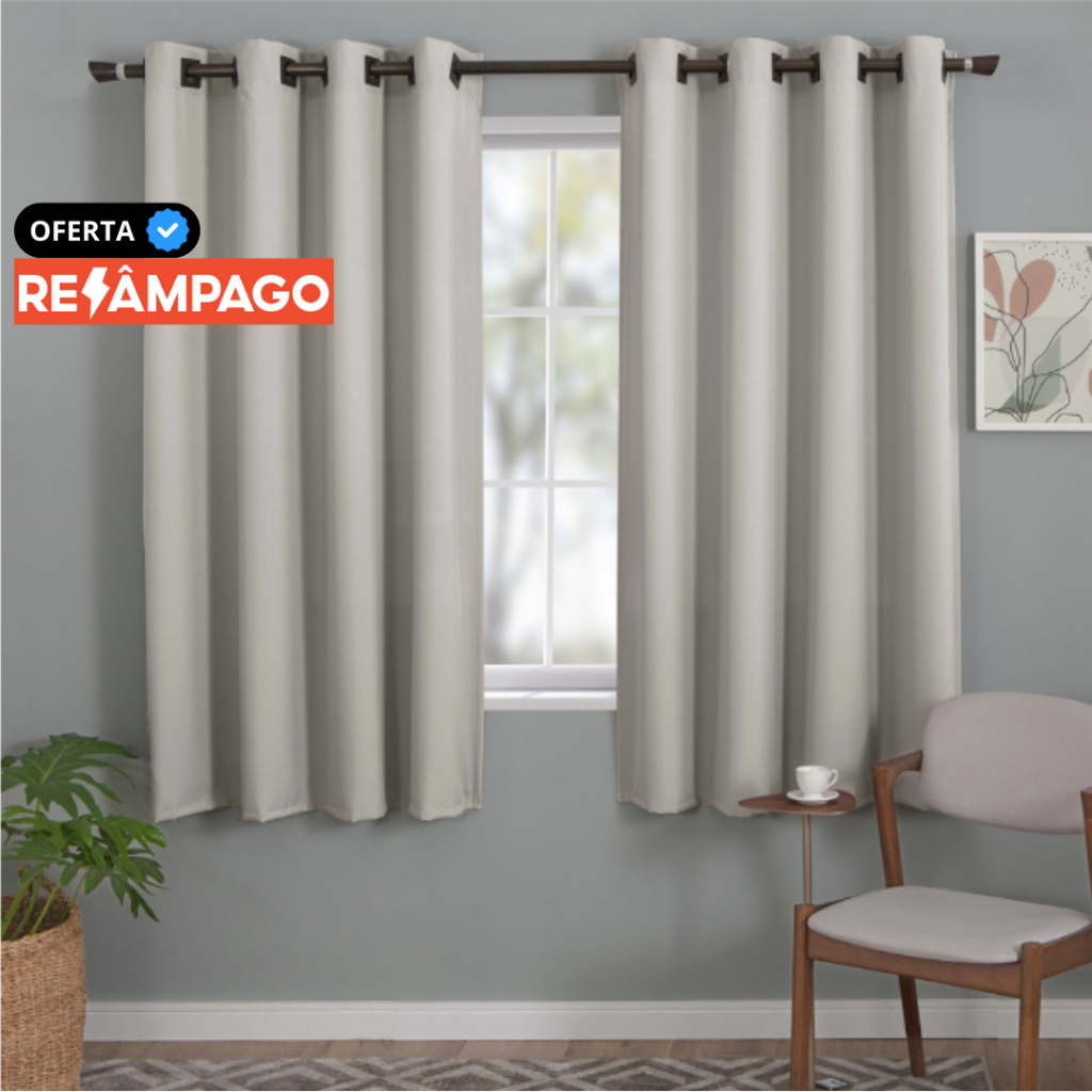 Cortina Sala Quarto Luxo 3,00 x 1,60 Tecido Importado Promoção semi ...