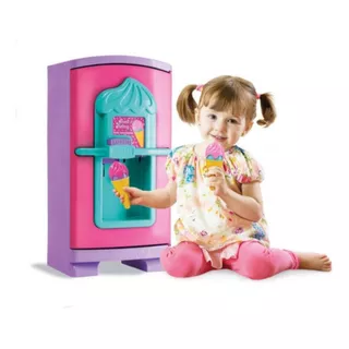 Geladeira Infantil De Briquedo Grande Sai Sorvete De Verdade + Acessorios Menina Sweet Fantasy Gela Sorvetinho