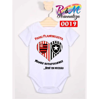 Body bory bebê mesversário papai e mamãe times do coração bebê em decisão