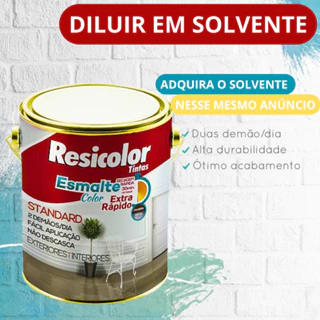 Tinta esmalte Resicolor Alto Brilho 3,6L Base solvente Secagem 30min