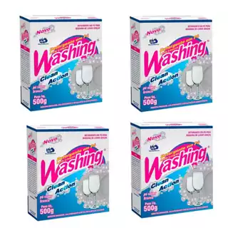 Kit 4 Sabão para Lava Louças Washing Pó 500g - Clean Action - MundoMarcas
